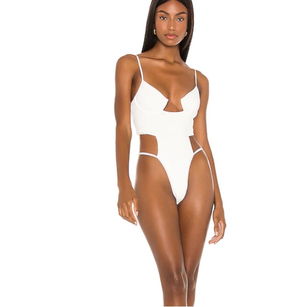 REVOLVE Granger One Piece Swim Suit in White SIZE M